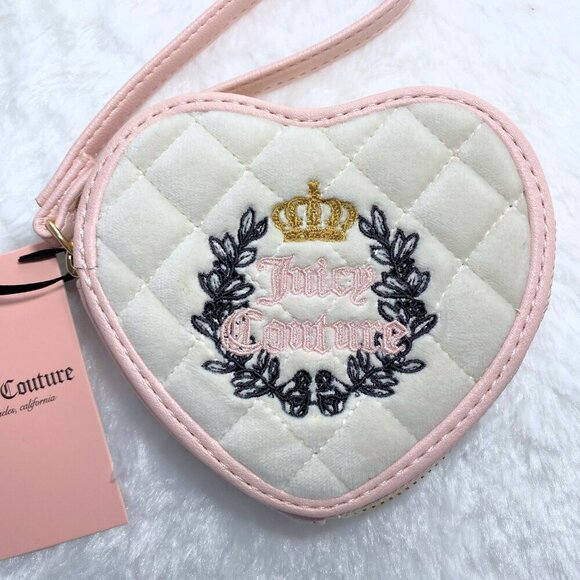 Juicy Couture Crystal Royal Couture Zip Around Heart Shaped Wristlet Bag NWT - Picture 5 of 7